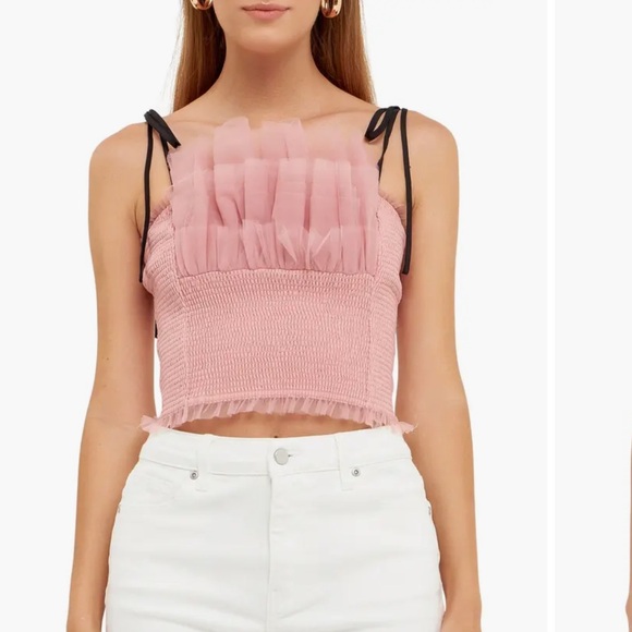 Endless Rose Tulle Crop Tank Top XS - Picture 4 of 12